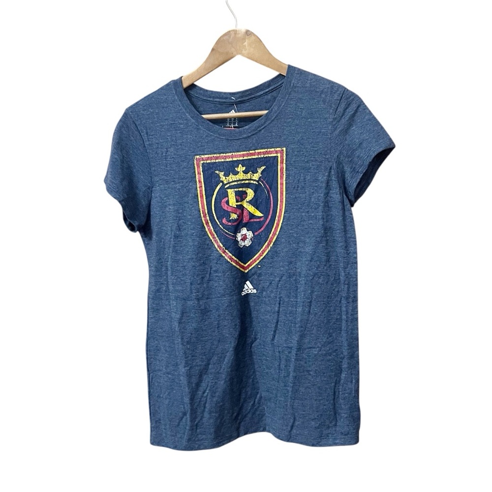 NWT Adidas XL Women’s Dark Gray Real Salt Lake MLS Shirt Tee Distressed